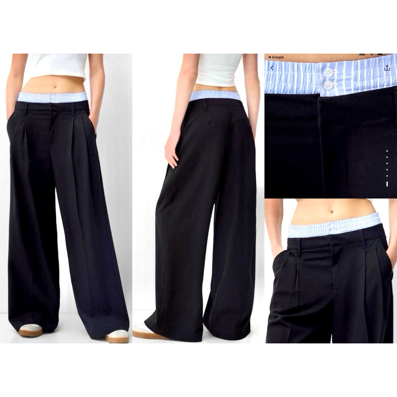BERSHKA Tailored trouser With Contrast Wais