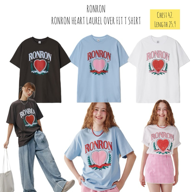 [พร้อมส่ง/แท้] Ron Ron heart laurel overfit T shirt