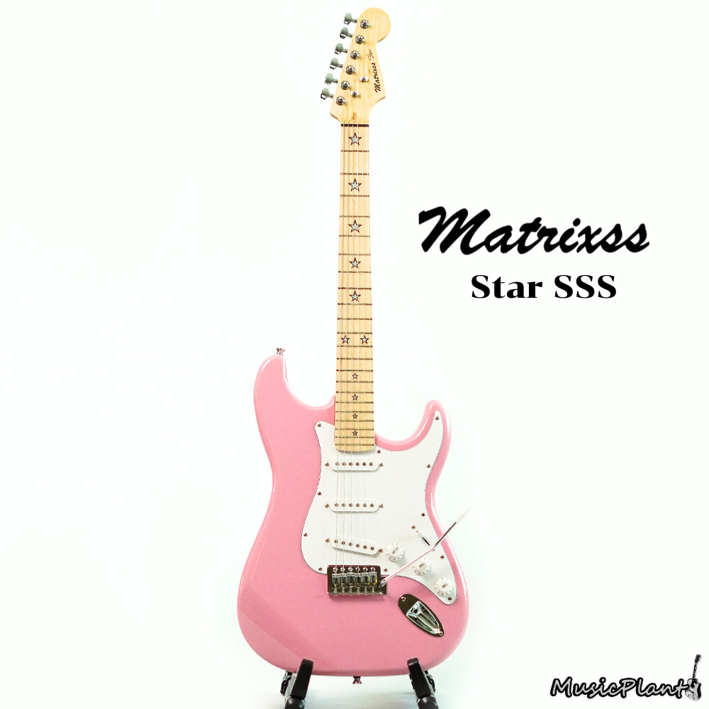 กีตาร์ไฟฟ้าคอดาว สีชมพู Matrixs - Star ME-330 คอดาว S-S-S