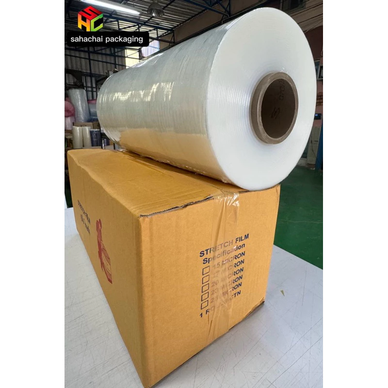 ฟิล์มยืดพันพาเลทพันเครื่อง{Machine roll}หนา15,17,20,25ไมครอน กว้าง 50cm.