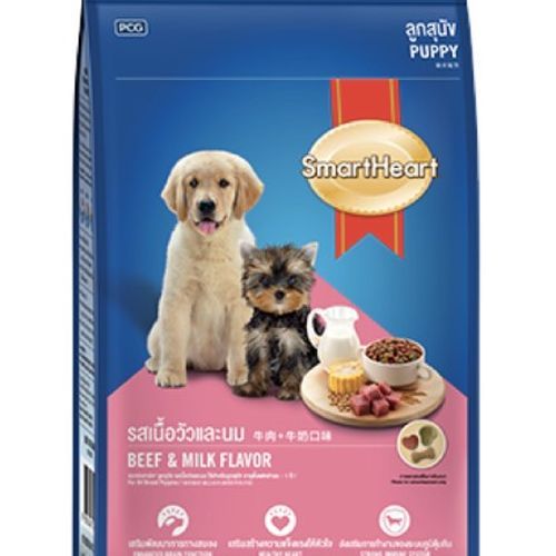 smartheart สมาร์ทฮาร์ท อาหารลูกสุนัข รสเนื้อวัวและนม มี 2 ขนาด