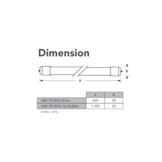EVE (ลดล้างสต๊อก) หลอดแอลอีดี LED T8 รุ่น ECO ขนาด 8, 9 ,18 22 และ 30 วัตต์ [ชนิดไฟเข้า 2 ทาง] - รูปที่ 2