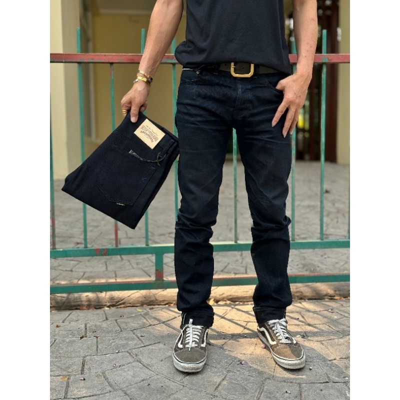 ☀️ แบรนด์ SeventyFourDenim (74denim) กระบอกเล็ก 15 Oz. รุ่นindigo x Black ☀️