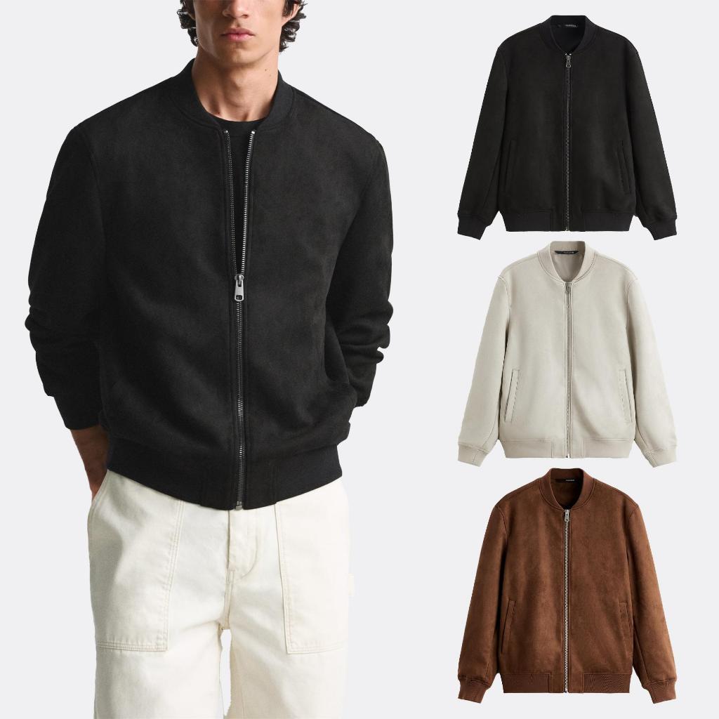 BARON "SLOANE" Premium Suede bomber jacket เสื้อแจ็กเก็ตบอมเบอร์หนังกำมะหยี่พรี่เมี่ยมซับในแบบสูท