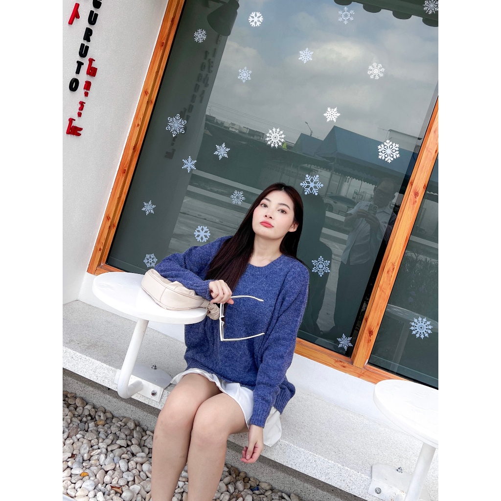 เสื้อไหมพรมโอเวอร์ไซส์ UNIWEAR : CABLE KNIT SWEATER