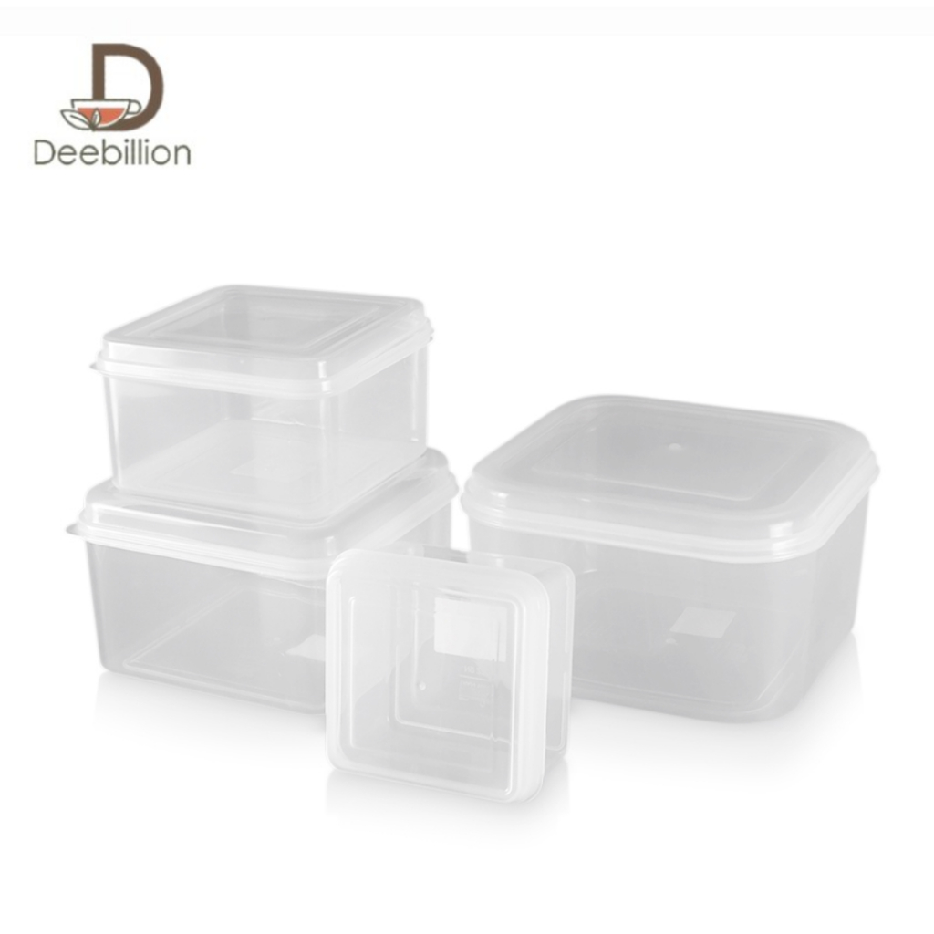 กล่องถนอมอาหาร กล่องอาหารพลาสติก กล่องใส่อาหาร ข้าไมโครเวฟได้ 1ชุดมี 4 ชิ้น Deebillion
