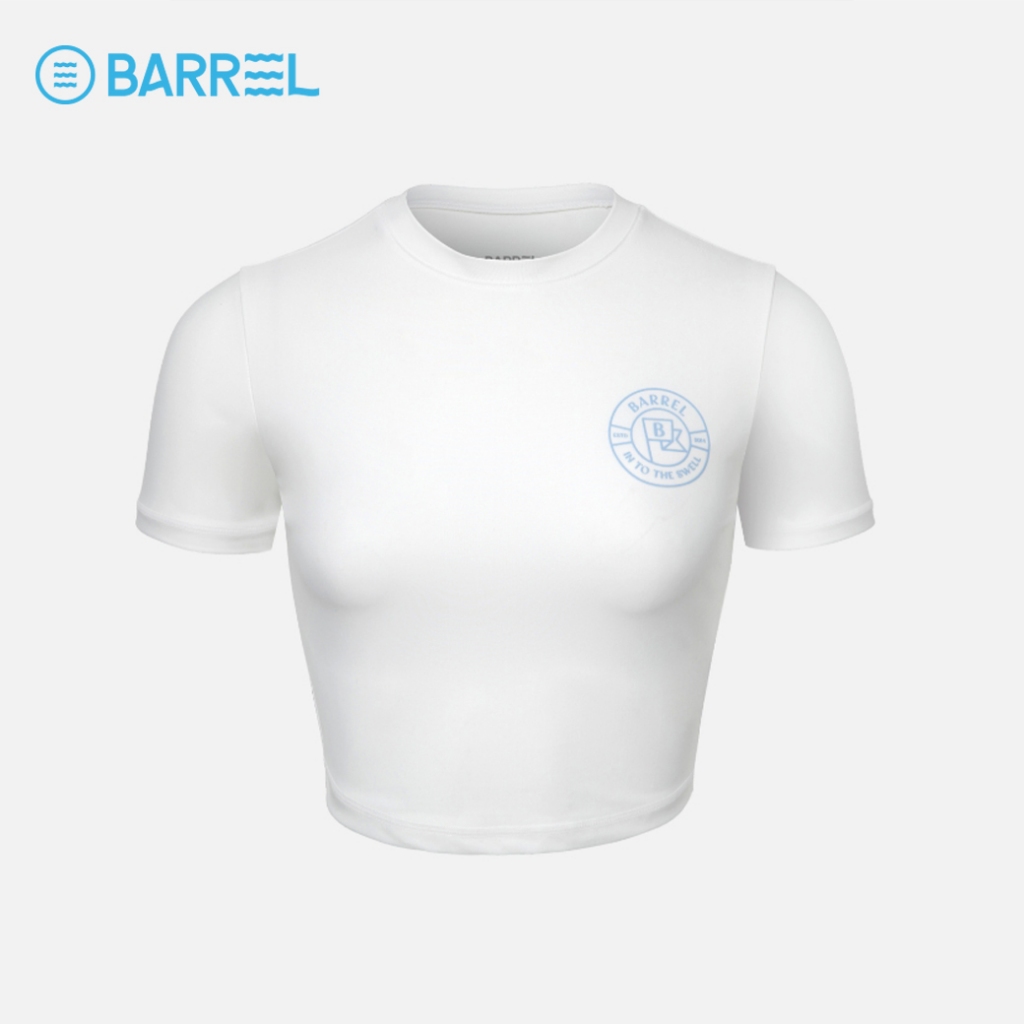 BARREL WOMEN RESORT SHORT SLEEVE CROP RASHGUARD WHITE - เสื้อรัชการ์ด เสื้อครอปแขนสั้น ชุดว่ายน้ำผู้หญิง-3WT010W_U4WTXX