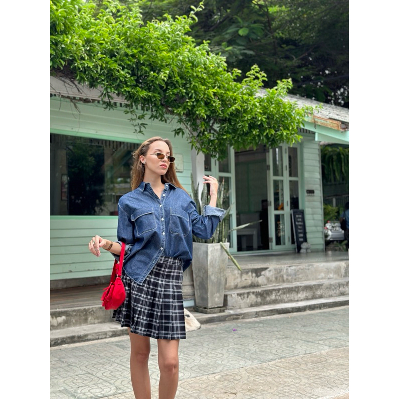 SAY APPAREL: Plaid skater mini skirt ราคา ถูกที่สุด ดีลบีเคเค แกลเลอรีภาพที่ 6