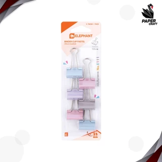 Elephant (ตราช้าง) คลิปหนีบ คลิปหนีบกระดาษ สีพาสเทล No. E110 / E111 / E112 ( จำนวน 1 แผง )