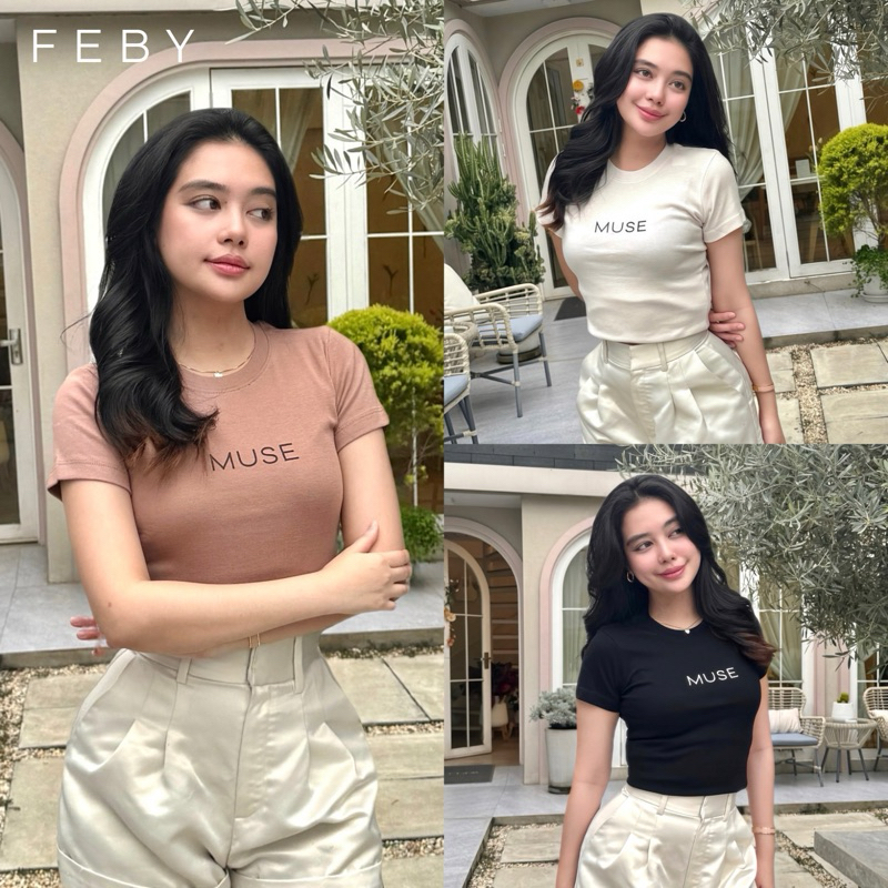 FEBY เสื้อยืดผู้หญิง T-SHIRT คอกลม สกรีน MUSE