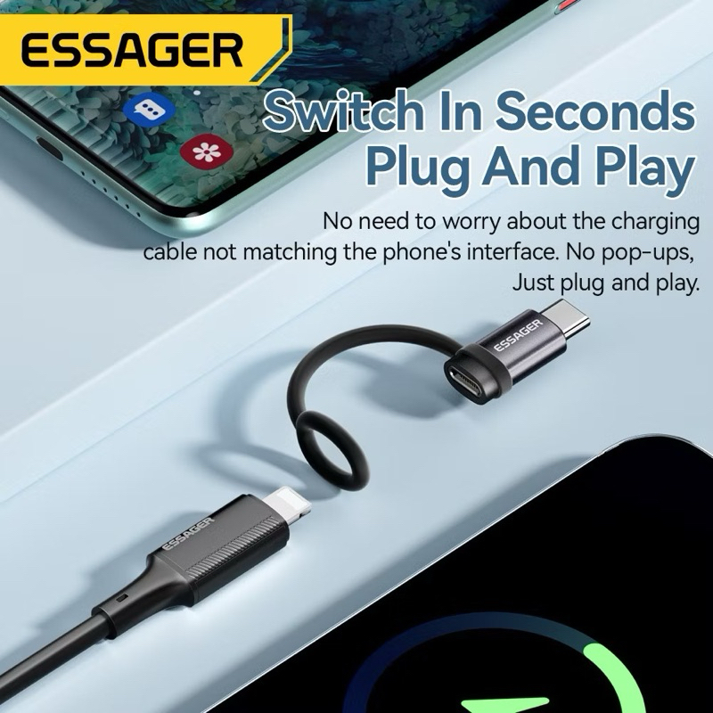 พร้อมส่งในไทย ใช้โค้ดส่วนลดได้ Essager ตัวแปลง iphon เป็น Type-C