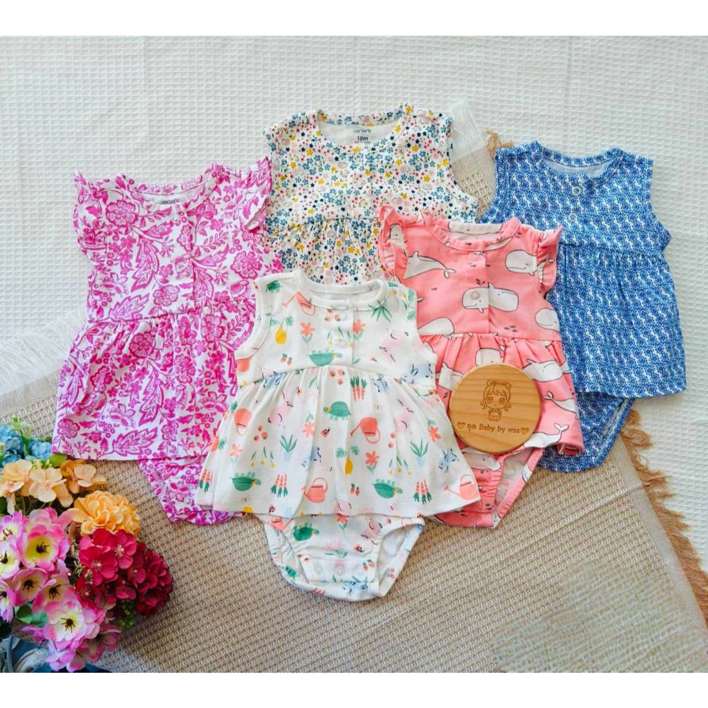carter's ชุดเด็กผู้หญิง มือ1 ชุดบอดี้เดรส บอดี้สูท ชุดลูกสาว 3-6-9 เดือน แบรนด์ส่งออก คอตตอน 100%