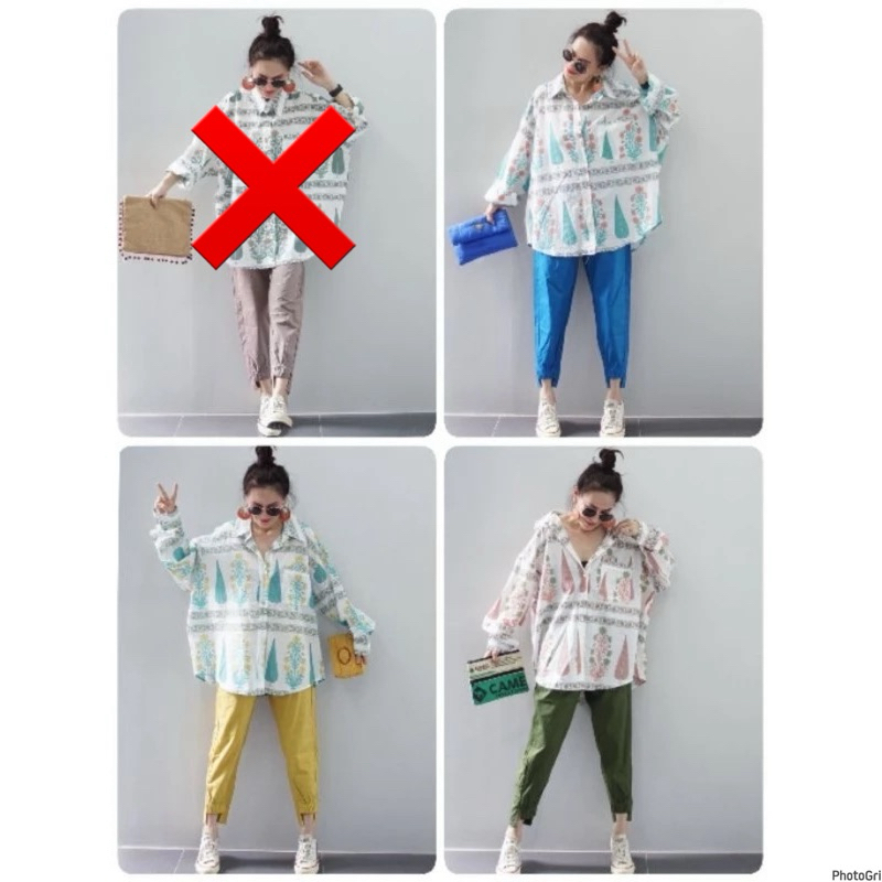 ทักก่อนสั่ง ชุดเซท ทูโทน oversize ผ้าcottonอินเดีย เสื้อเชิ้ต อก62” + กางเกงเอวสม็อค Thelandmark