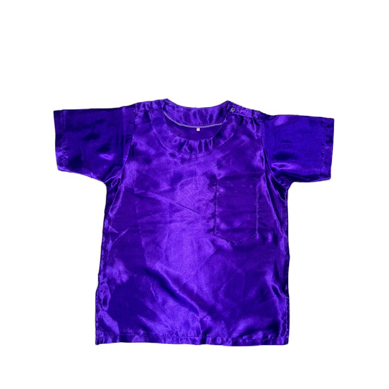เสื้อไทย สีม่วงเข้ม คอกลม ผ้ามัน/ ผ้าต่วน ผู้ใหญ่นะคะ