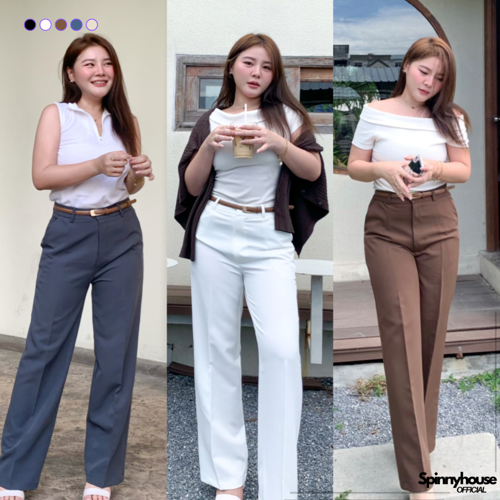 🌈SpinnyHouse🌈พร้อมส่ง กางเกงขายาว ขากระบอก 💝 มีไซส์ S-3XL ผ้าA80 ทรงสวย ใส่แล้วพรางหุ่น พร้อมส่ง รุ่