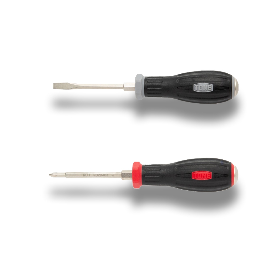 TONE ไขควงด้ามยางปลายแม่เหล็ก รุ่น PGMD และ PGPD - Power Grip Screwdriver (Through Type) Model PGMD & PGPD