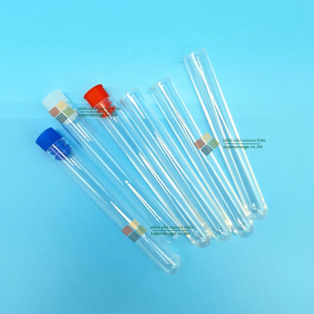หลอดทดลองพลาสติกพร้อมฝา Test tube with plug cap ,PS 13x100mm