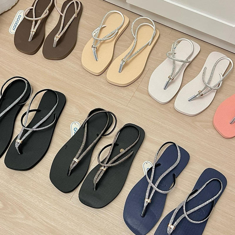 ROSEANNE 15 รองเท้าแตะแฟชั่น คีบเพชรรัดส้นเพชร น้ำหนักเบา เเมทช์ได้หลายลุคเลยค่าา💖