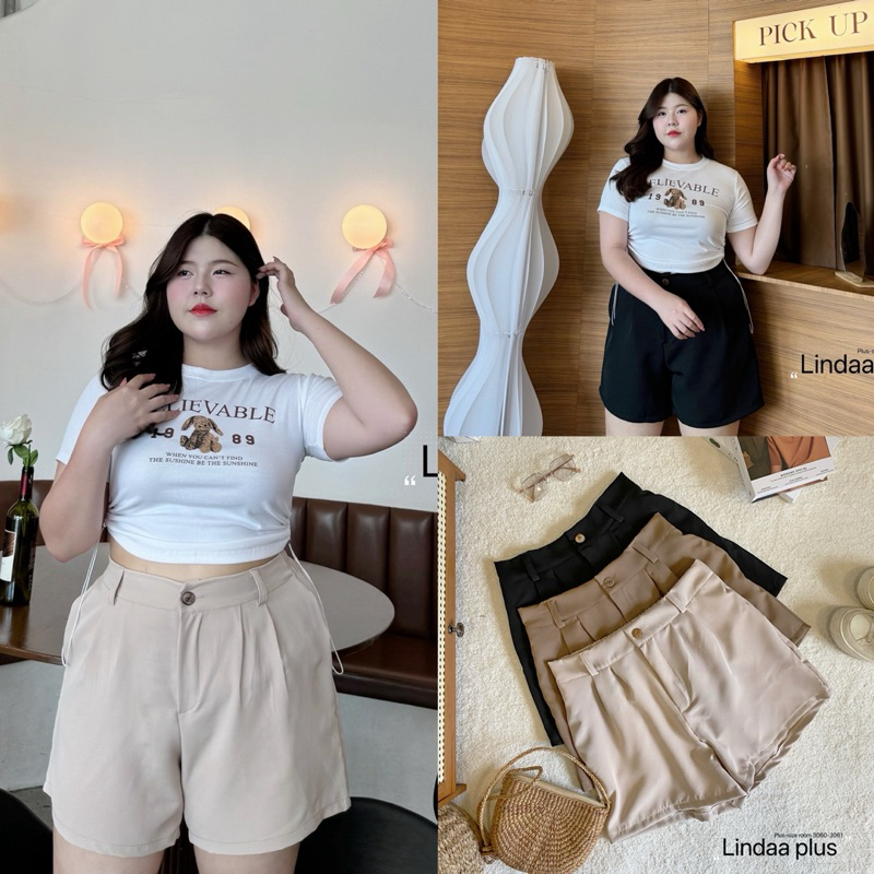(LD) กางเกง กระดุมหน้า เอวสูง ทรงสวย ใส่แล้วพรางหุ่นสุดๆ ใส่แมทซ์ง่าย เสื้อผ้าสาวอวบอ้วน พลัสไซส์ ไซส์ใหญ่