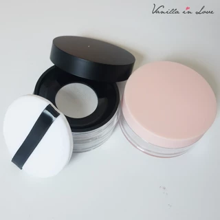 BA12 ตลับแป้งฝุ่นเปล่าสีดำขนาดใหญ่ พร้อมพัฟแต่งหน้า Empty powder box ขนาด 30 กรัม