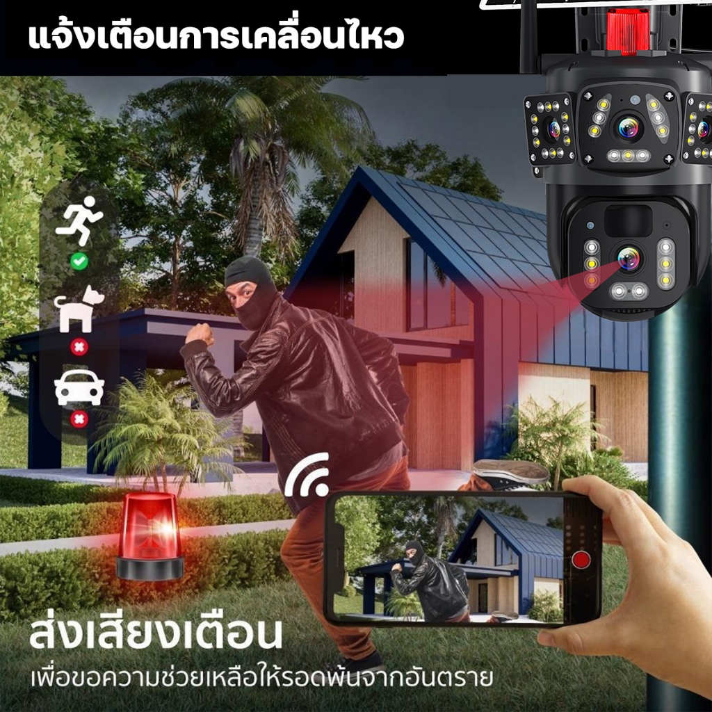 Junanvision กล้องวงจรปิดโซล่าเซลล์4Gใส่ซิม 2เลนส์ มีไมค์มีลำโพง มองเห็นในที่มืด  มีไมค์ลำโพงAPP V380
