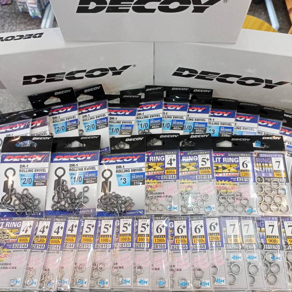 ลูกหมุน DECOY Rolling Swivel/Split Ring EX+ มีหลายขนาดให้เลือก งานตัวแข็ง สำหรับงานหนัก ทนต่อน้ำทะเล Made in Japan
