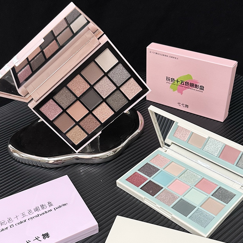 อายแชโดว์ 15 สี พาเลททาตา พร้อมกระจก แมท ประกายชิมเมอร์ เนื้อใยไหม แบบพกพา กันน้ำ ติดทน เนื้อดีเ มัลติฟังก์ชั่น