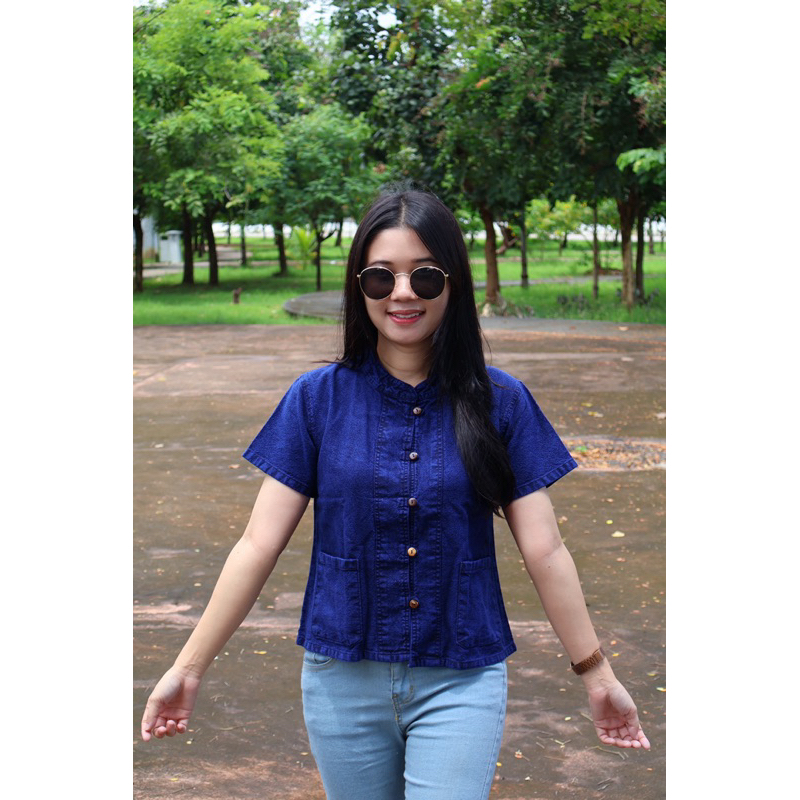 เสื้อหม้อฮ่อมฟอกนิ่มกระดุมกะลา‼️อก36-50“‼️มาใหม่‼️ทรงสวย🌷ใส่เก๋ๆ - รูปที่ 6