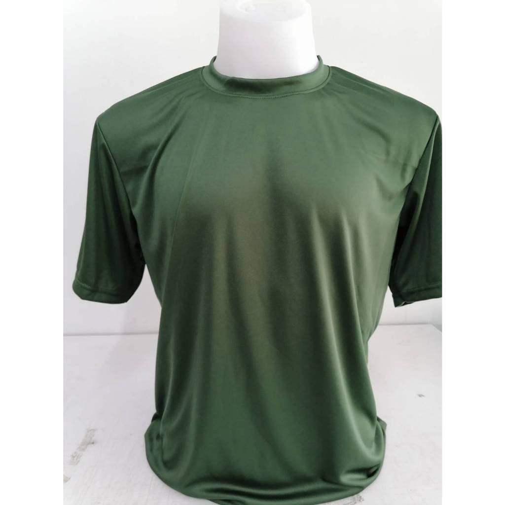 เสื้อยืดแขนสั้น สีเขียวทหาร ผ้าไมโคร หนา 145แกรม ผ้าลื่นใส่สบาย