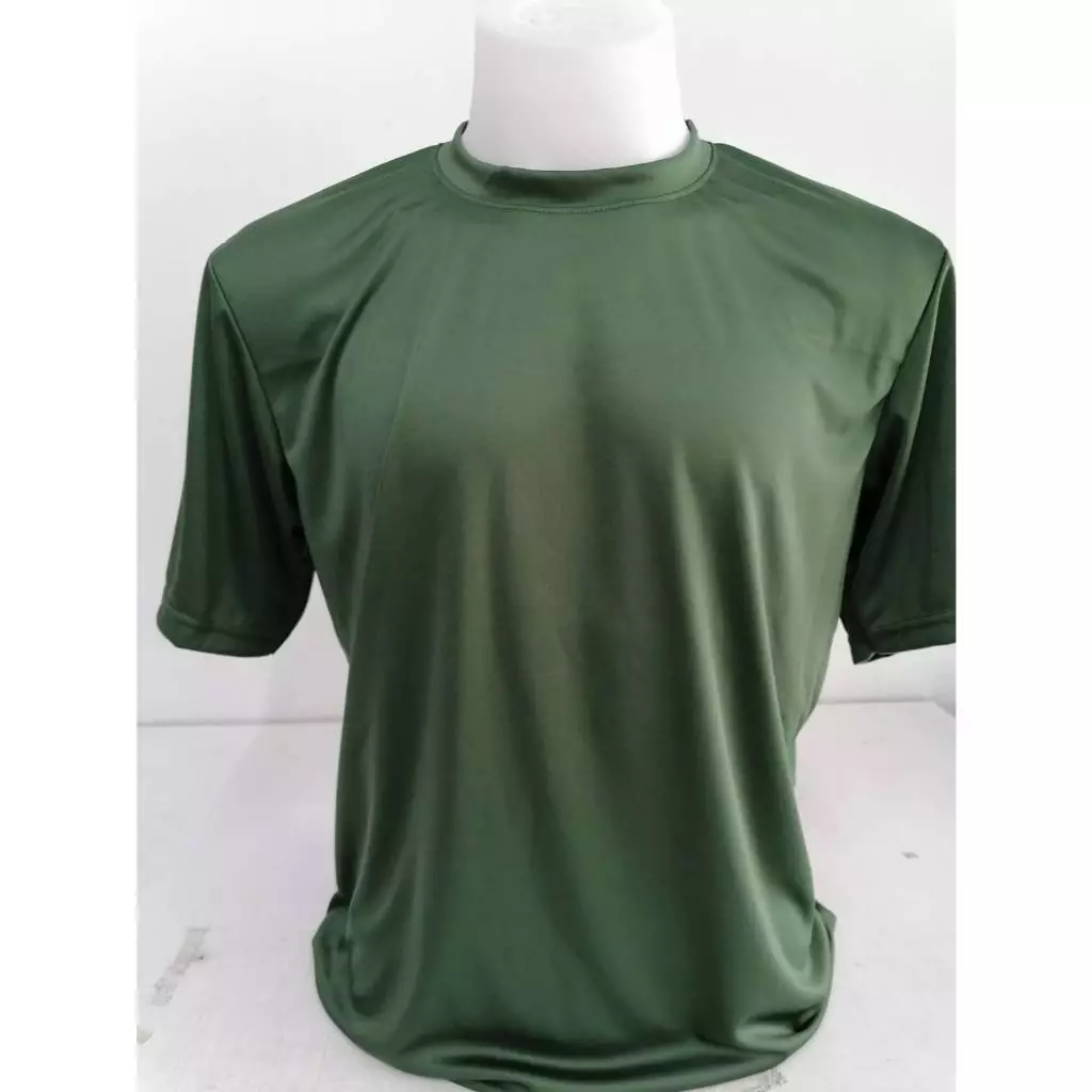 เสื้อยืดแขนสั้น สีเขียวทหาร ผ้าไมโคร หนา 145แกรม ผ้าลื่นใส่สบาย