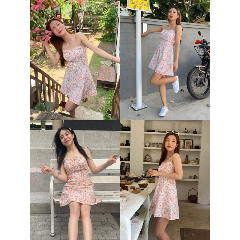 [ Sincere23 ] - Sincere Dress - เดรสเกาะอกลายดอกไม้ ซินเซียร์เดรส