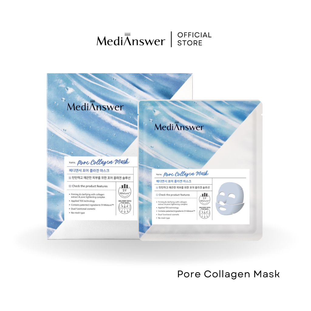 PORE COLLAGEN MASK | MEDIANSWER มาสก์คอลลาเจน สูตรกระชับรูขุมขน (SHEET/BOX)