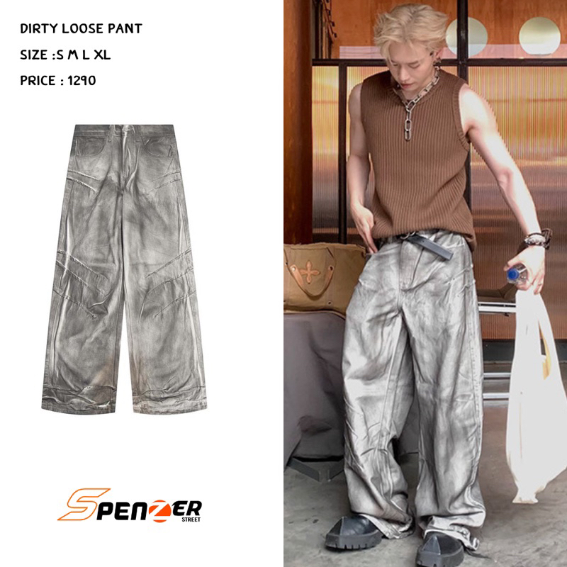 [พร้อมส่ง] Spenzer.street | Dirty loose pant🖤กางเกงทรงกระบอก เสื้อผ้าสตรีท เนื้อผ้าดี คุณภาพแน่น ฮิต unisex 2024 ขายดี