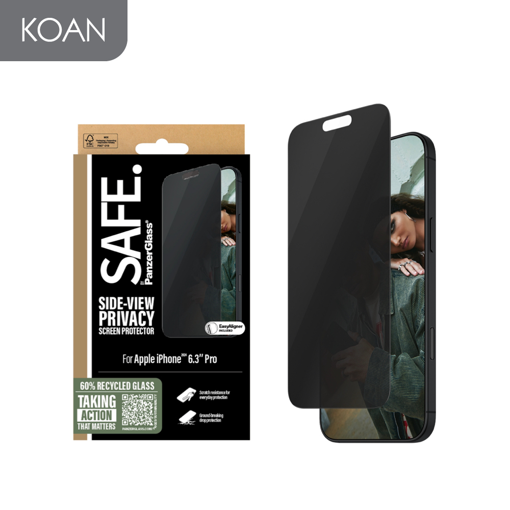 ฟิล์มกระจก SAFE Ultra Wide Fit Privacy for iP 16 Pro / 16 Pro Max - Clear