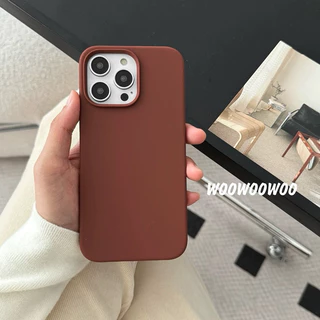 Supercase | I7P-i17promax เคสซิลิโคน บุกำมะหยี่ Silicone Case i7plus ixr i11 i11promax i12 i12promax i13 i13pro สีน้ำตาล
