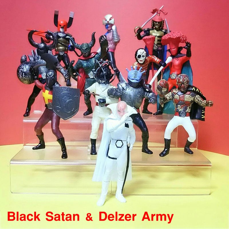 BANDAI : Black Satan + Delzer Army - HG Series Gashapon - Kamen Rider Stronger - งานแท้ เก่าเก็บ ไม่