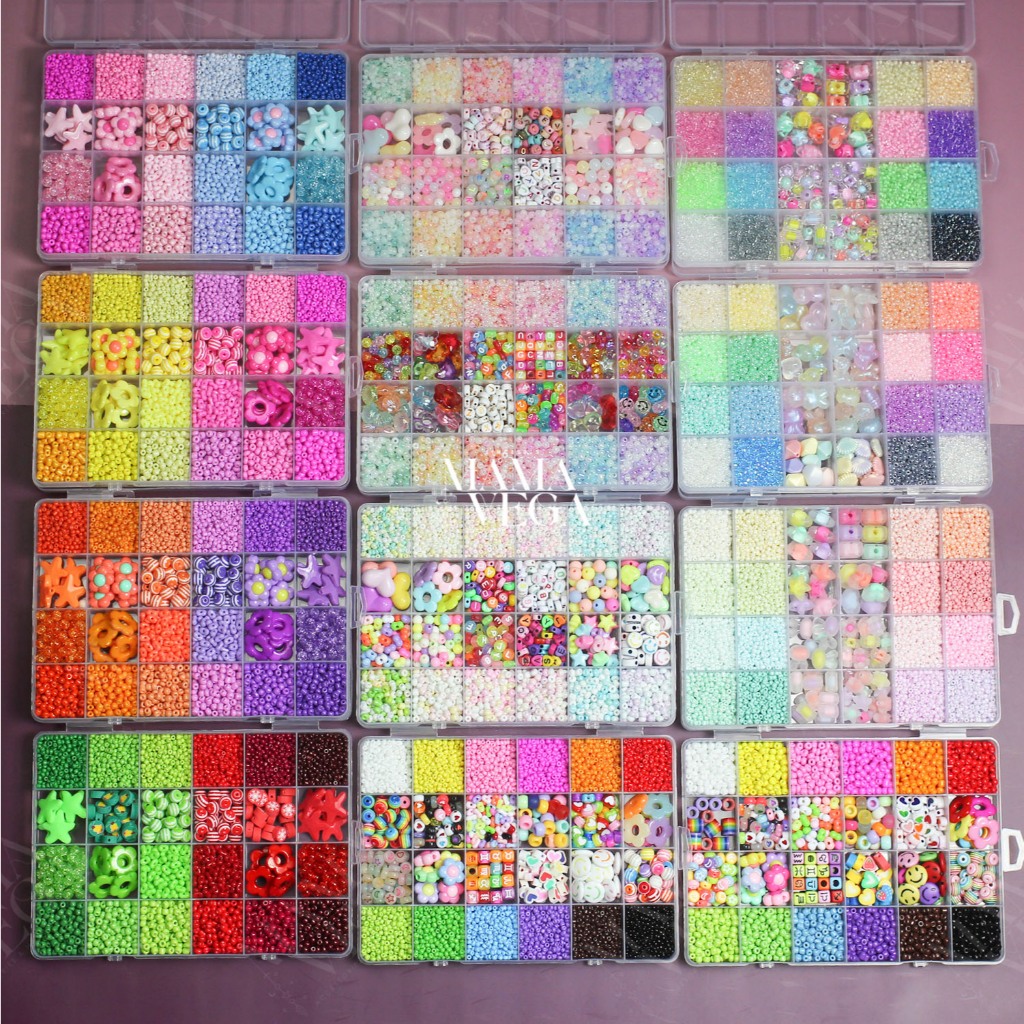 BOXSET ชุดร้อยลูกปัดรวมยกกล่อง 24 ช่อง 🚚 [พร้อมส่ง] 🇹🇭 สำหรับทำเครื่องประดับ DIY