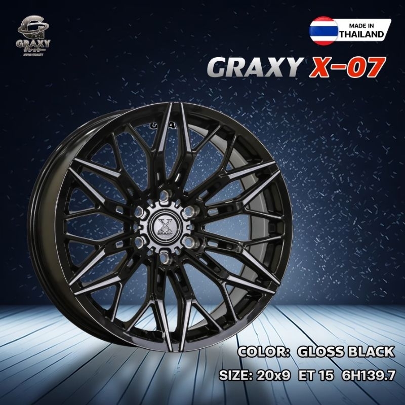 ล้อแม็ก GRAXY X-07ขอบ20 6รู139.7 กว้าง9นิ้วoffset 15สีดำ ยี่ห้อGRAXY  ล้อแม็ก(ราคารวม4ล้อ)