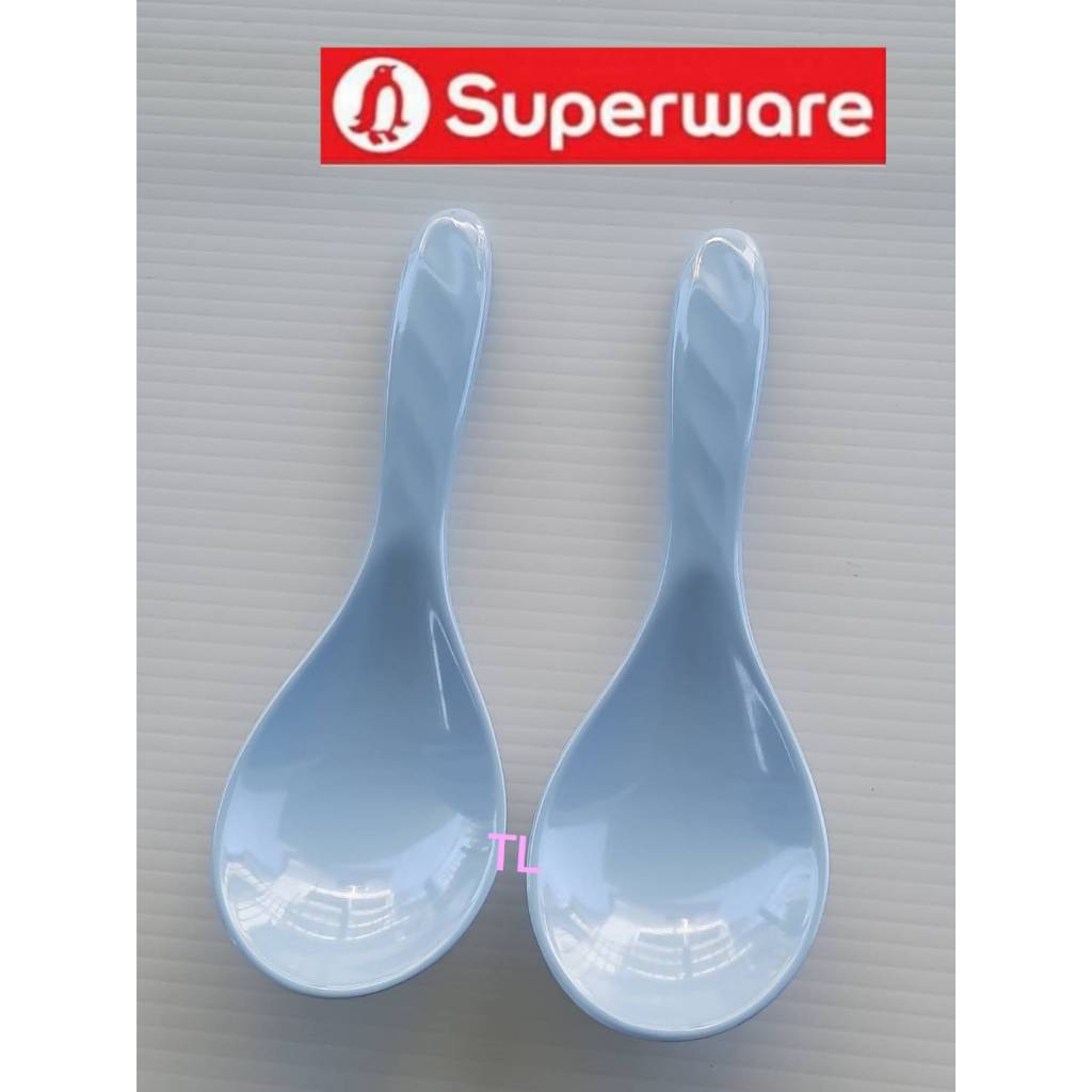 ทัพพี 2ชิ้น สีฟ้าเกรียว ความยาว8นิ้ว เมลามีน100% นกเพนกวิน superware ทนทาน