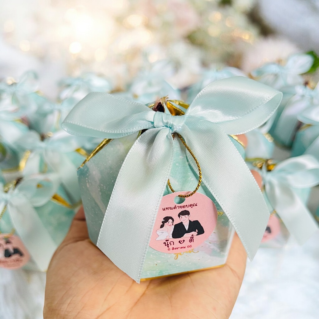 ของชำร่วย ใส่กล่องทรงปราสาท ร้านใจดี ของชำร่วย งานแต่งงาน งานบวช งานเกษียรณ