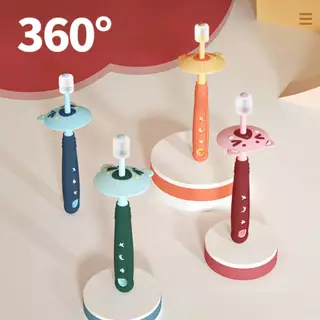 แปรงสีฟันเด็ก หัวทรงกลม 360 องศา ขนแปรงนุ่มพิเศษ มาพร้อมแผ่นป้องกัน เหมาะสำหรับเด็ก 0-6 ขวบ