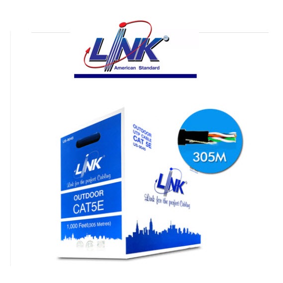 LINK CAT5E UTP OUT DOOR LINK US-9045 สีดำ ขนาด 305 ม.