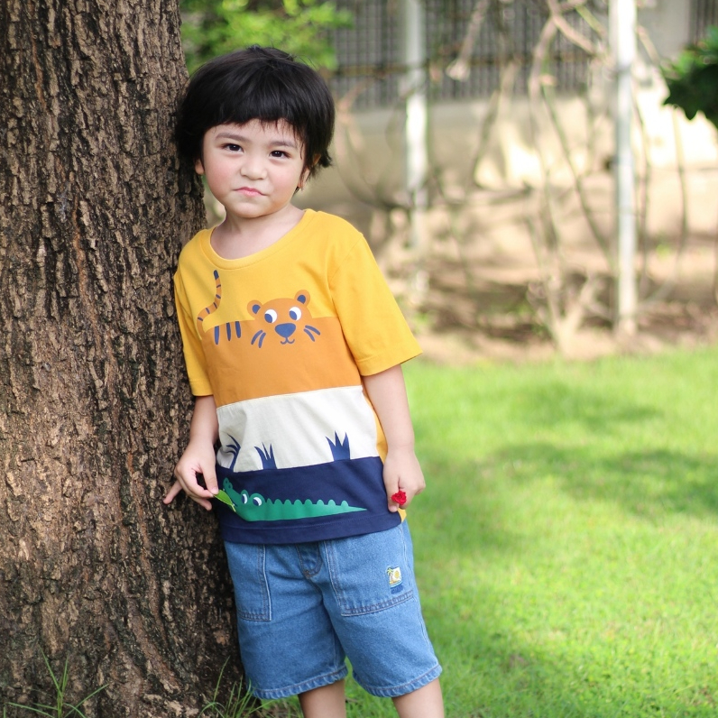 Chelsee เสื้อยืดคอกลม เด็กผู้ชาย แขนสั้น รุ่น 128059 ลายเสือ จระเข้ อายุ 1.5-10 ปี ผ้า 100%Cotton เสื้อผ้าเด็กโต