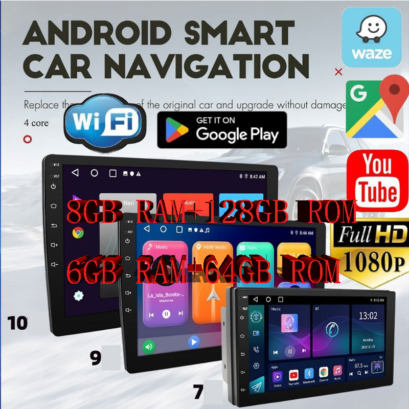 จอแอนดรอย 7" 9" 10" Inch Wifi GPS Android แท้ 2din วิทยุติดรถยนต์ 7นิ้ว 9นิ้ว 10นิ้ว จอandriod จอแอนดรอยด์ติดรถยนต์