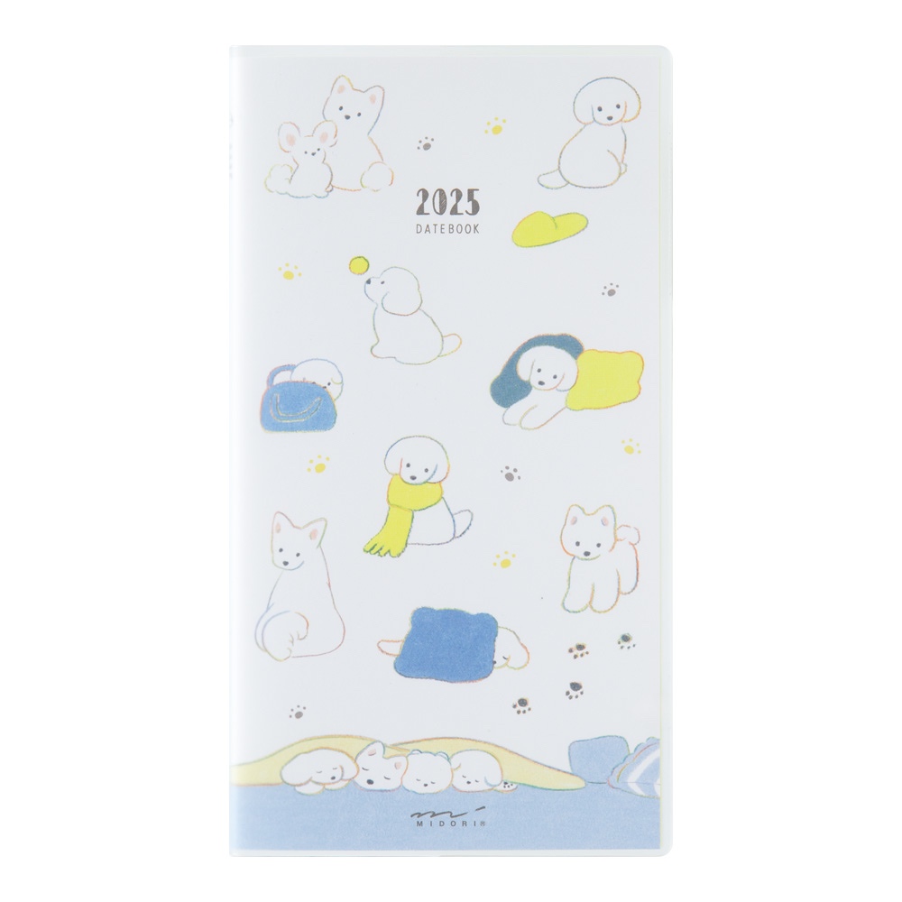 MIDORI Pocket Diary Slim Dog 2025 (D22297006)/ไดอารี ขนาด slim ลายน้องหมา ปี 2025 แบรนด์ MIDORI จากประเทศญี่ปุ่น