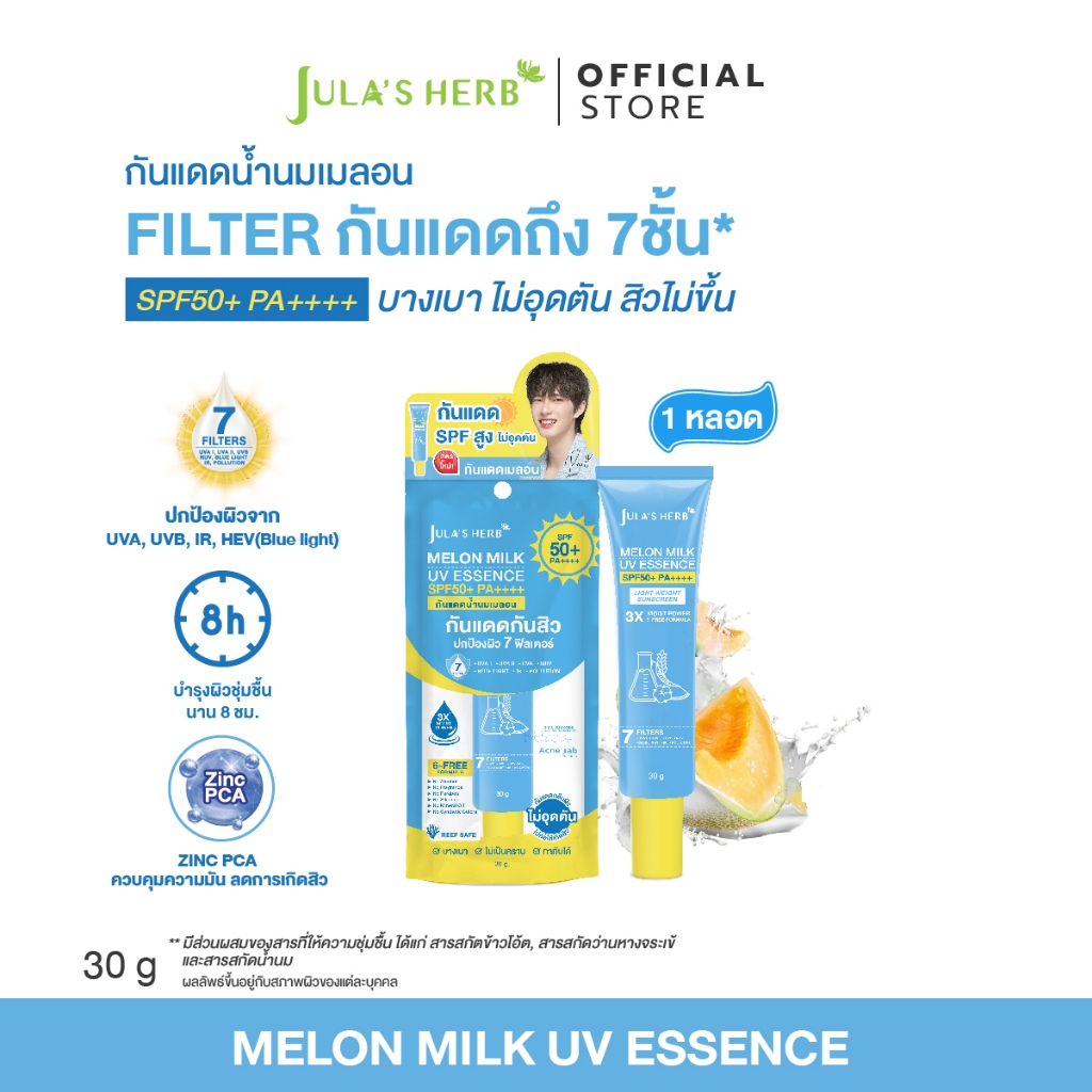 กันแดดนํ้านมเมลอน SENSITIVE SUNSCREEN สูตรอ่อนโยน จุฬาเฮิร์บ 30g 1 หลอด