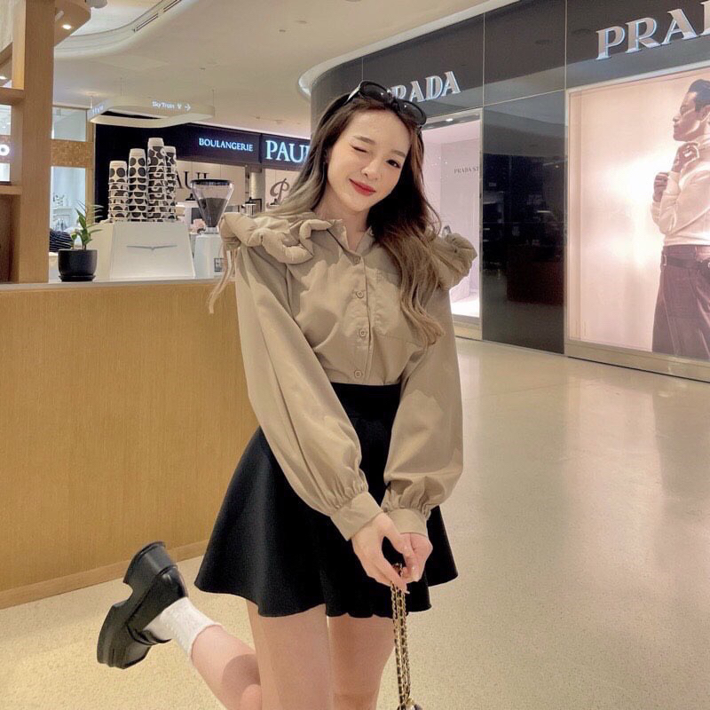 (shopee vdo) เสื้อเชิ้ต คอปกฟู  Flat2112