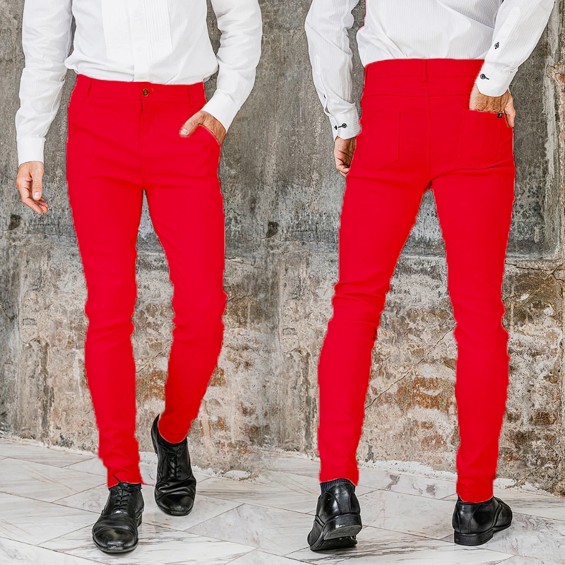 AB Skinny For Men สีแดงสด กางเกงสกินนี่ยีนส์ 16 สี ของแท้ จากเพจดัง 80,000 Like กางเกง AB สกินนี่ยีนส์ ผู้ชาย