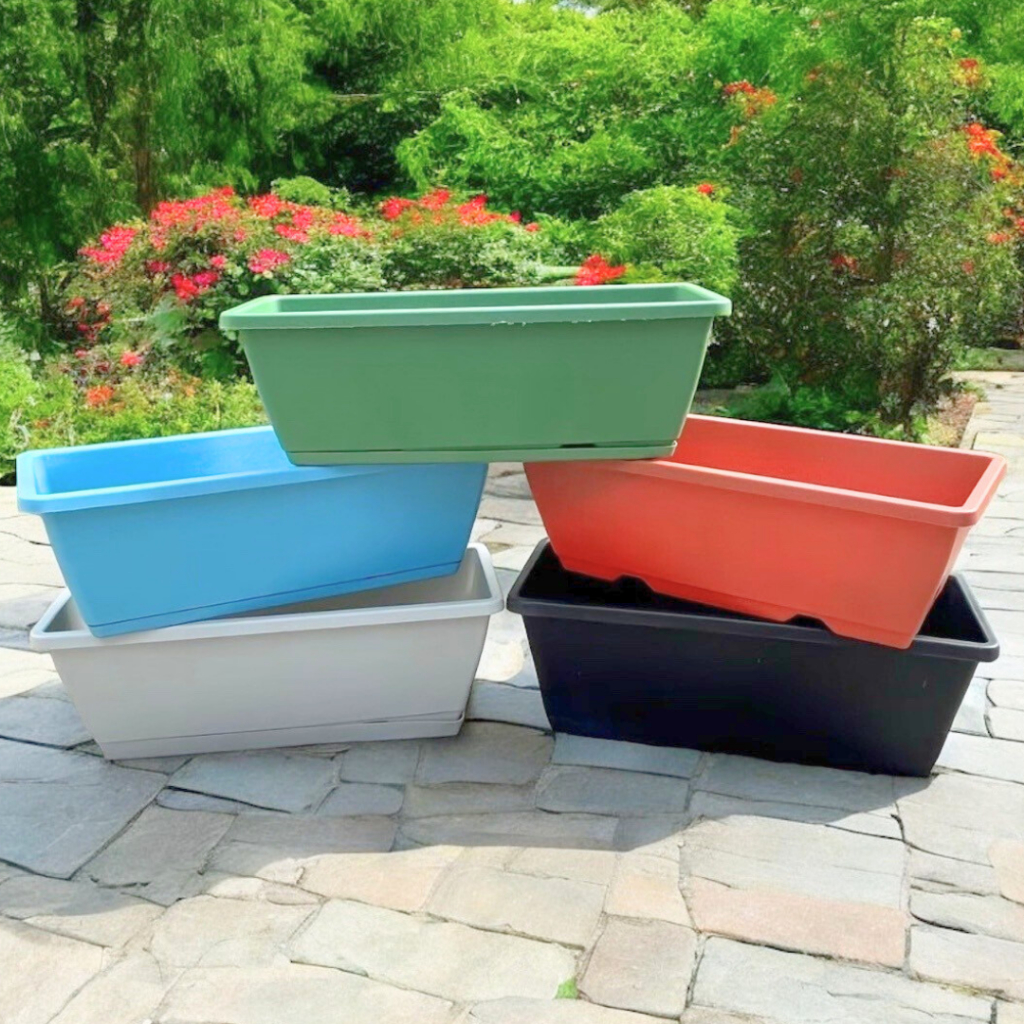 กระถางปลูกผักปลูกต้นไม้ ทรงยาวมีถาดรอง สี่เหลี่ยม ดอกไม้  กระบะปลูกผัก พร้อมส่ง - รูปที่ 5