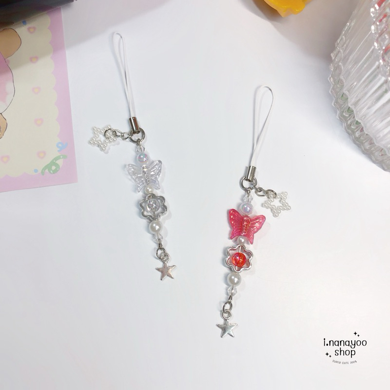 ♡ keychain | พวงกุญแจลูกปัด แฟ้มการ์ด กระเป๋า พวงกุญแจห้อยโทรศัพท์ ( ผีเสื้อแบบใหม่ )